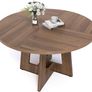 Round Dining Table for 4-6 People, Brown Kitchen Table, 120CM Farmhouse Dinning Tables, No Shaking, More Durable, for Kitchen and Living Room, Easy to Assemble (only table) Image 8