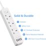 Extension Lead USB, Power Socket with 3 Outlet 4 USB Charging Station Power Strip USB with 2m Power Lead-White Image 5