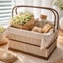 Vintage Wicker Market Basket With Lining Image 3