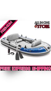 Excursion Inflatable Boat Set with Aluminium Oars and Pump (4 Person or 5 Person Model)