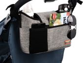 Buggy Pram Bag Organiser, 11L Large Capacity for Baby Accessories with 2 Deep Cup Holders & Shoulder Strap Used as Carry-On Handbag-Universal Fit All Buggy Models (Grey)