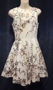 Dress, cream grey and orange