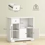 Kitchen cabinet with cable hole, chest with 2 cabinets, open compartment, drawer, 80 x 35 x 72.2 cm, particleboard, white Image 2