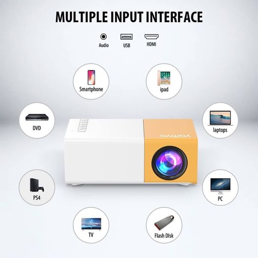 Mini Projector, Vamvo YG300 Pro Portable Projector Full HD 1080p Supported, Phone Projector Compatible with Smartphone/Tablet/Laptop/ PS3/ PS4/ TV Stick for Home Theatre