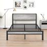 Metal King Size Bed Frame with Storage Wooden Headboard Image 7