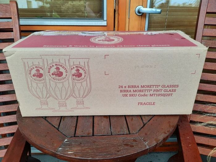 Brand new Birra Moretti pint glasses