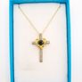 Vintage 18kt Gold On Sterling Silver Black Spinel Cross Necklace Image 10