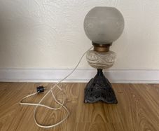 A converted Victorian oil lamp