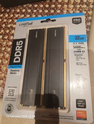 32 Gb DDR5 Ram (2x16 Gb) 5600mhz, Intel Xmp 3.0 / Amd Expo ( New, Unopened )
