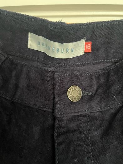 Brakeburn Navy Needlecord Flared Trousers