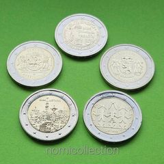 commemorative Uncirculated 5 x 2 Euro coins.
