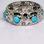 Arizona Sleeping Beauty Turquoise & Natural Zircon Band Ring in Platinum Overlay Sterling Silver. Image 3