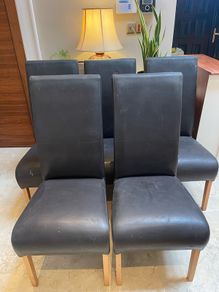 5 x Serious Quality Sturdy Leather Kitchen Dining Chairs - Can Deliver