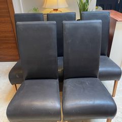 5 x Serious Quality Sturdy Leather Kitchen Dining Chairs - Can Deliver