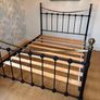Black metal and brass double bed frame c/w mattress Image 4