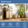 Rattan Bathroom Floor Cabinet, Bamboo Storage Cupboard with 2 Doors, Freestanding Living Room Sideboard, Space Saving Entryway Storage Unit, Walnut Image 5