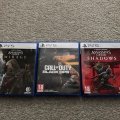 Ps5 Three Game Bundle: 1) Assassin's Creed Shadows  2) Assassin's Creed Mirage  3) Call Duty Black Ops6