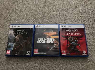 Ps5 Three Game Bundle: 1) Assassin's Creed Shadows  2) Assassin's Creed Mirage  3) Call Duty Black Ops6