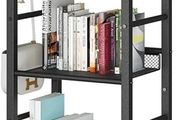 Bookshelf, Bookcase, 5-Tier Storage Shelf, Metal Shelving Unit, 8Pcs S Hooks, Modern Style, 36 x 27 x 146 cm, Corner Shelf, Display Units for Living Room, Bedroom, Office, Black