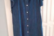 Denim Buttoned Dress, With Tan Belt New