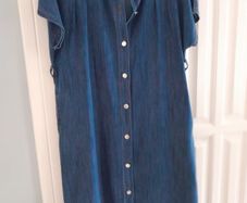 Denim Buttoned Dress, With Tan Belt New