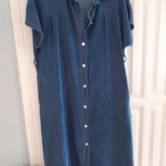 Denim Buttoned Dress, With Tan Belt New