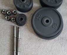Weights, Dumbells, Barbell and Bench