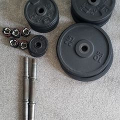 Weights, Dumbells, Barbell and Bench