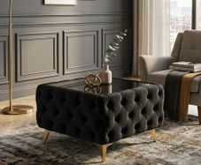 Chesterfield Velvet Square Coffee Table with Glass