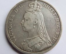1889 Queen Victoria Sterling Silver Crown Coin