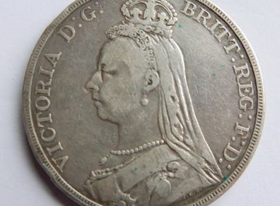 1889 Queen Victoria Sterling Silver Crown Coin