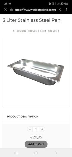 Ice cream/gelato pans and lids