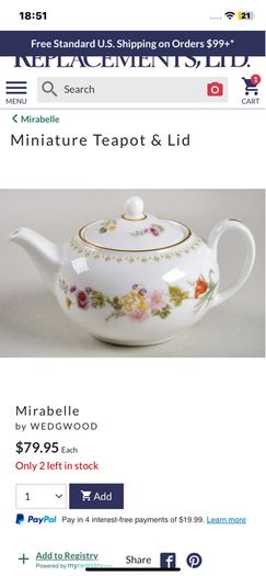 Wedgwood minature Mirabelle  tea pot
