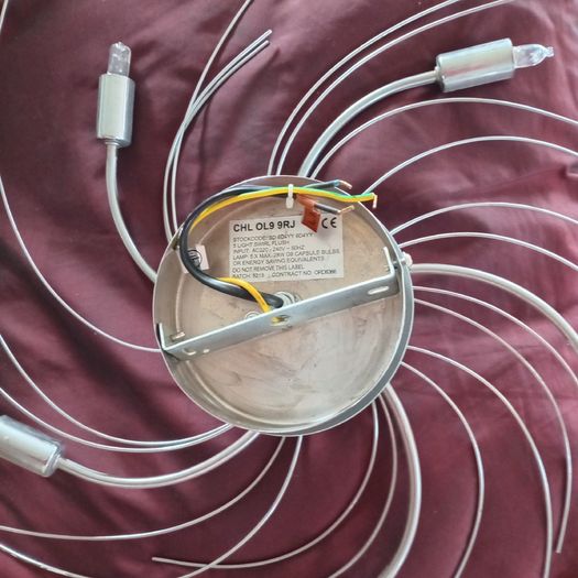 Vintage Pop Art Chrome Swirl Flush Ceiling Light