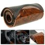 Car Steering Wheel Cover Peach Wood Effect DIY Car Truck Leather Steering Wheel Cover With Thread And Needle Tool Set Car Interior Image 3