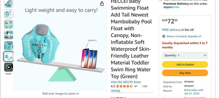 HECCEI Baby Swim Float with Canopy, Non-Inflatable Solid Baby Float  (Special Edition)