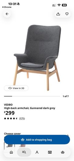 VEDBO High-back armchair, Gunnared dark grey
