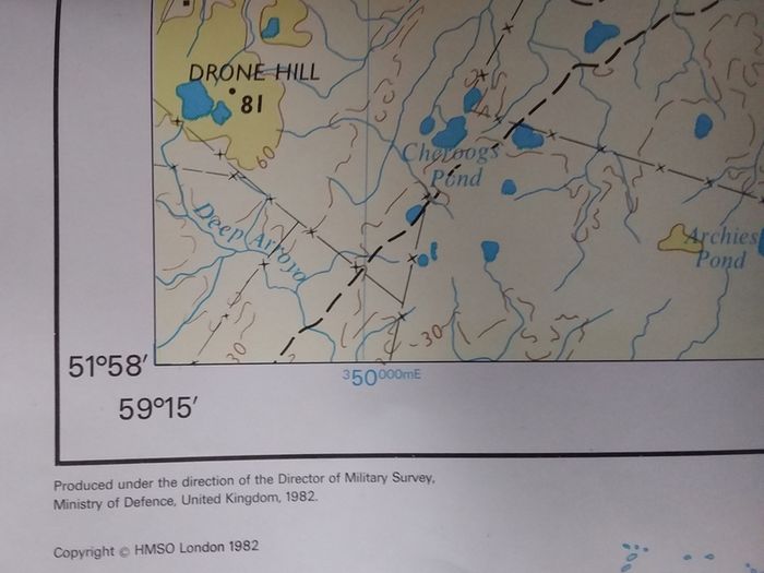 1982  Falklands War - Operation Corporate Manoeuvre Map of The East Falklands