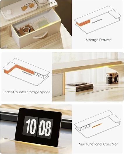 Standing Desk with Drawers, ONE PIECE 120cm Height Adjustable Desk, Electric Standing Desk with Monitor Stand, Sit Stand Desk with USB Port, Ergonomic Computer Table for Home Office, Beige