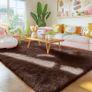 Fluffy Shaggy Rugs Living Room, Large Anti Slip Carpet, Machine Washable Soft Thick Pile Bedside Rug for Kids Bedroom, Nursery - Coffee, 120 x 160 cm Image 3