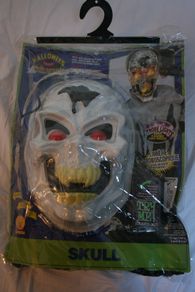 Halloween Scary Costume with Flashing Skull Head: Large 8 - 10 Years