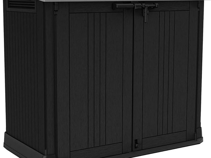 Store it Out Nova Outdoor Garden Storage Shed, 32 x 71.5 x 113.5 cm, Dark Grey with Light Grey Lid