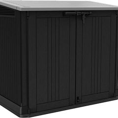 Store it Out Nova Outdoor Garden Storage Shed, 32 x 71.5 x 113.5 cm, Dark Grey with Light Grey Lid