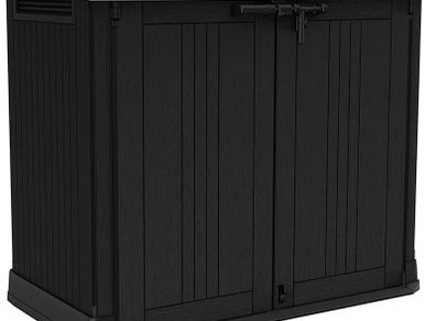 Store it Out Nova Outdoor Garden Storage Shed, 32 x 71.5 x 113.5 cm, Dark Grey with Light Grey Lid