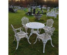 Cast Iron Garden Set Table and Four Chairs Style H