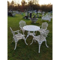 Cast Iron Garden Set Table and Four Chairs Style H