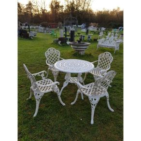 Cast Iron Garden Set Table and Four Chairs Style H