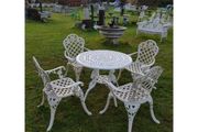 Cast Iron Garden Set Table and Four Chairs Style H