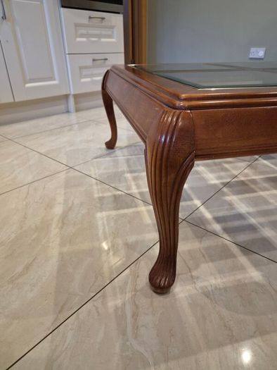 Solid Wood Glass Top Coffee Table