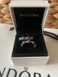 Pandora ring sterling silver pave black crystal